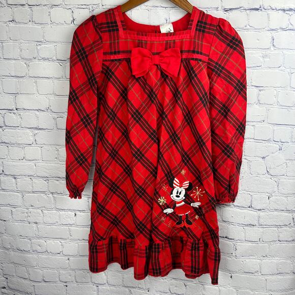 Disney Store Minnie Mouse Long Sleeve Christmas Nightgown Pajama Girl Med 7/8 - Picture 1 of 10
